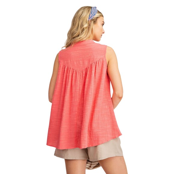 Easel swing tank top with sheer detail coral size small - Picture 2 of 12